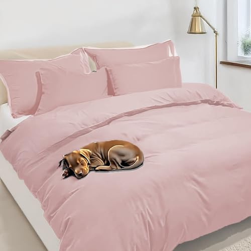 Home Tresor - Set Copripiumino Singolo 100% Cotone - Parure Copri Piumino 155x200 e Federa 52x82 cm - Sacco Piumone Letto Una Piazza Certificato Oeko-Tex Fresco e Traspirante Tinta Unita, Rosa