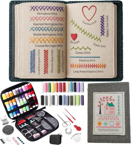 Jognee 2026 Neues Stickmusterbuch-Set, Embroidery Stitche Book, Tragbares Stickmusterbuch für alle Gelegenheiten, 106 Muster mit Werkzeugen und Anleitungen, Perfekt für Anfänger und Bastelfreunde