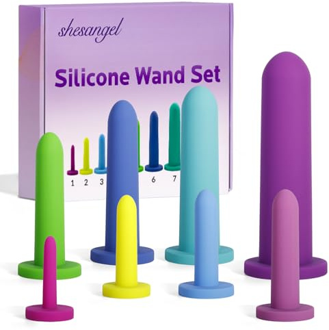Shesangel Pelvic Floor Trainer Kit: Silicone Wand Set with Soft & Flexible Design for Gentle Progression, 8 Different Sizes
