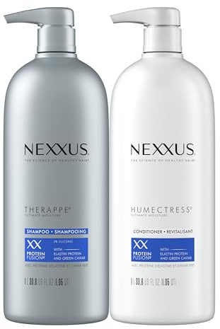Nexxus Shampoo and Conditioner Therappe Humectress 2 Count for Dry Hair Silicone-Free, Moisturizing Caviar Complex and Elastin Protein for thicker and stronger hair 33.8 oz