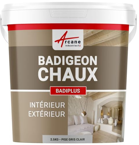 ARCANE INDUSTRIES Jabelga de Cal para Paredes Interiores y Fachadas Exteriores - BADIPLUS - Pisa Gris Claro