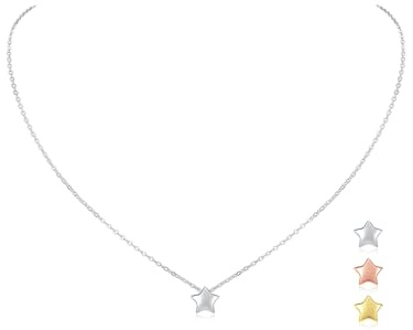 ChicSilver Collana Donna in Argento Sterling 925, Cindolo Stella Stellina Piccolo Delicato, Collana Amicizia, Catena Clavicolare, Argento - Regalo Perfetto