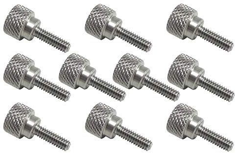 10 Pack 8-32 x 1/2 Inch Threads 303 Stainless Steel Diamond Knurled Thumb Screws with Straight Shoulders Right-Hand Threads SAE Flat Tip Uncoated