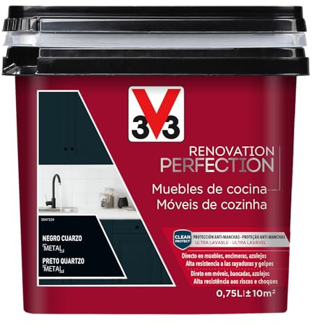 V33 Esmalte Renovation Perfection Cocina Negro Cuarzo Satinado 0,75L