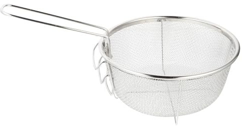 YARNOW Frittierkorb Pommeskorb Chip Korb Runden Metalldraht Korb Frittier Sieb Seiher Friteusenkorb Edelstahl Servierkorb Pommeskorb für Hähnchenflügel Garnelen Pommes Frites Zwiebelringe