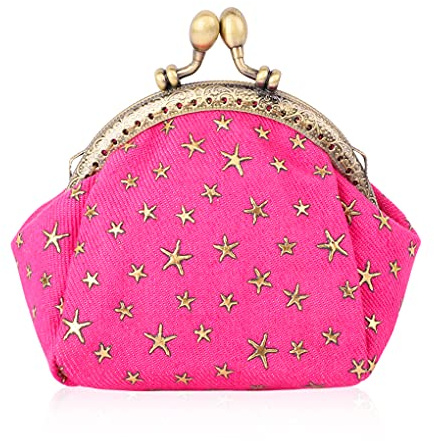 Oyachic Coin Purse, Small Denim Change Purse,Stars Wallet with Clasp,Vintage Money Bag,Car Coin Holder Pouch for Woman Girls