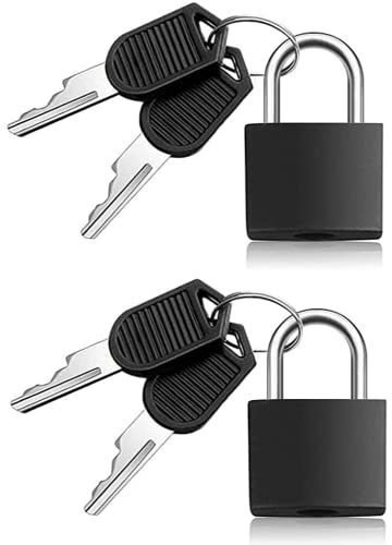 2 Pieces Luggage Locks Suitcase Padlocks Suitcase Locks with Keys Mini Brass Padlock Set for Travel Gym Locker Bags Holiday Cases (Black)