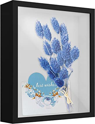 3D Shadow Box, 22 x 27 cm Wooden 3D Photo Frame for Wall and Tabletop, Deep Picture Frame Display Box for Flower Medal Memorabilia Crafts Tickets (Black 5CM)