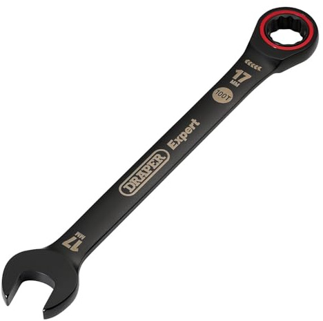 Draper 03890 Expert HI-TORQ Metric Ratchet Combination Spanner, 17mm, Black