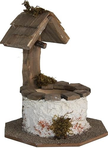 FADEDA Brunnen rund, Gross/Höhe: 12cm/handbemalt/detailgetreue Krippen Figuren - Weihnachten Tisch Dekoration Krippe Zubehör