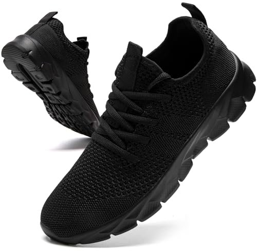 Oltyutc Trainers Men Running Walking Shoes Men's Comfortable Breathable Gym Sneakers Workout Athletic Black Size 8 UK(Label Size:42)