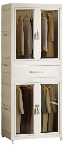 SINBINTA Tragbarer Kleiderschrank-Aufbewahrungs-Organizer, Mobile Aufbewahrungsbox mit Rollen, Faltbare große Kunststoffschrank-Aufbewahrungseinheiten für Kleidungsstücke, Spielzeug