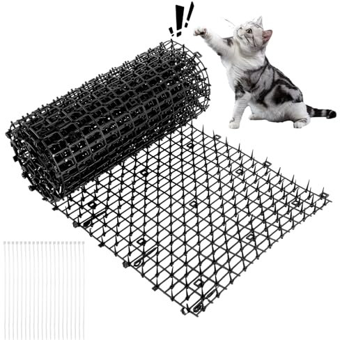 ZOFUN Dornengitter gegen Katzen 200 x 30 cm, Dornengitter Katzenabwehr Gitter Katzenschreck Spikes Dornengitter Tiervertreiber Katze, Dornengitter Gegen Katzen, mit 20 Kabelbinder für Garten, Zaun