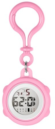 JewelryWe Montre Mousqueton en Silicone：Montre Porte Clé Digitale Affichage Numérique Multifonction avec Calendrier Alarme Chronomètre Montre Infirmière Porte Clef pour Sac à dos Activités Extérieures