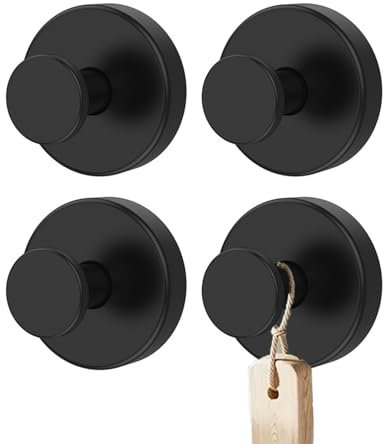 YTUGIL Crochet à ventouse - Charge maximale : 6 kg - Sans perçage - Étanche - Pour salle de bain, cuisine, fenêtre lisse - Verre (4 noirs)