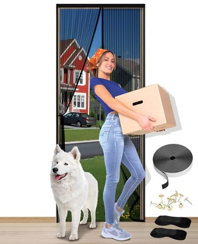 Zumghigh Magnetic Fly Screen Door 90 x 210 cm - Durable Mesh Curtain Keeps Bugs Out Frame Hook & Loop Kid and Pet Friendly Door Fly Screen Curtain Fly Curtains for Doors Fly Screens for Doors