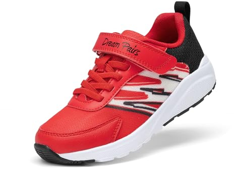 DREAM PAIRS Scarpe da Ginnastica Leggere e Traspiranti per Bambini Piccoli e Grandi, da Tennis e Corsa, per la Scuola e la Palestra,Size 32,Rosso Nero,KKUMRS2528