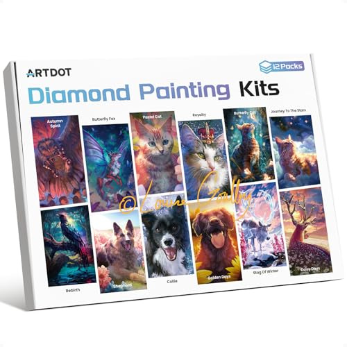 ARTDOT 12 Pack 5D DIY Diamond Painting Erwachsene, Lizenziert Diamant Painting Bilder mit Zubehör für die Wanddeko zu Hause