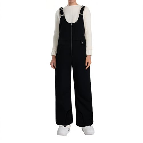 PAIDAXING Pantalon de ski imperméable pour homme et femme - Fermeture éclair thermique - Coupe-vent - Taille haute - Salopette de ski - Salopette de randonnée en plein air avec poches, 2-Noir, 3XL