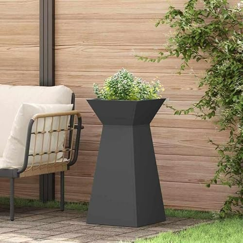Columna para plantas de color negro, 35 x 35 x 73 cm, para balcón y jardín, resistente a la intemperie y duradera, ideal para hierbas y flores