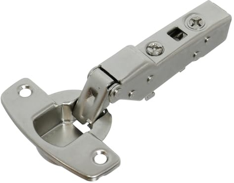 Reliapart 110° Cabinet Door Hinge with Integrated Soft-Close, Half Overlay, Nickel Plated Compatible for Universal Cup 35 mm TH-Drilling 52 x 5.5 mm for Screwing On 9071206