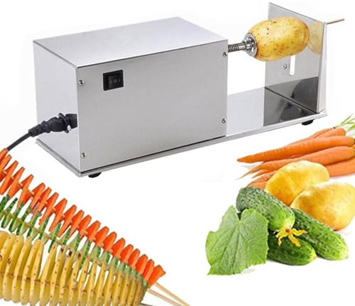 VsyPtyc Spiralizzatore Elettrico per Patate Professionale, affettatrice per Patatine Tornado Fry Commerciale, in Acciaio Inossidabile con Albero Antiscivolo, Perfetto per attività di Food Truck