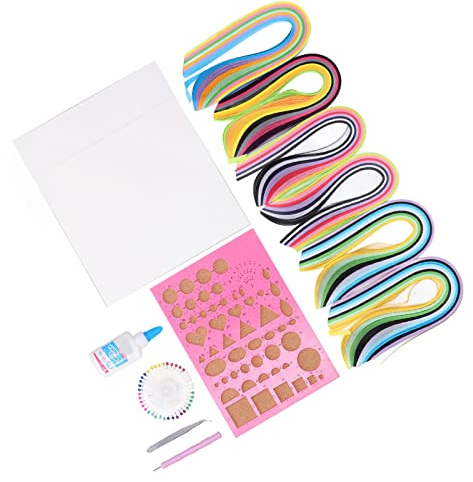 Xiuganpo Pappersquillingsatser, 600+ Remsor Hantverkspapper för Gör-det-själv-konstprojekt, Slitsad Quilling-verktygssats med Steg-för-steg-guide, Färgat Quillingpapper för Barn Vuxna Kreativitet