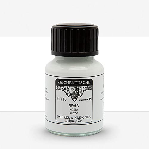 Rohrer & Klingner Zeichentusche, Glasflasche 50 ml, Weiß (710)