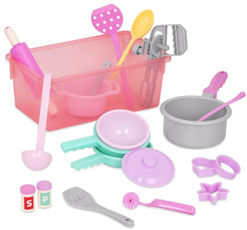 Battat Matlagningsredskap för åtta personer - Matlagnings- och bakningssats - Handmixer, kavel, slev, spatlar och mer än en gång - Förvaringsbehållare | 3 år och uppåt