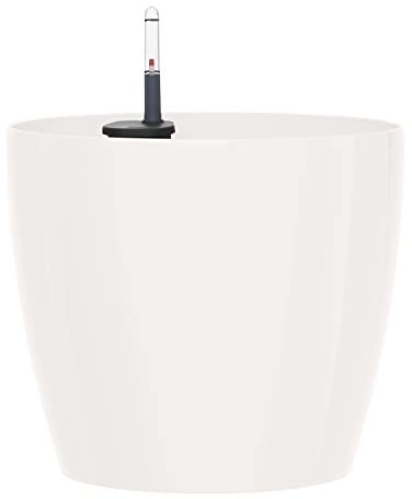 POETIC/EMSA - Blumenkübel Indoor - Runder Blumentopf - Pflanzgefäss mit Selbstbewässerungssystem - Mit Wasserstandsanzeige - Farbe Weiß - Glänzende Oberfläche -Ø24,8 x H.22 cm - 7 Liter
