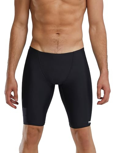 TYR Sport Men's Solid Jammer Swim Suit,Black,34