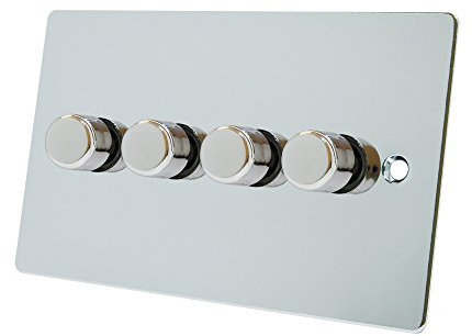 Alliance Electrical FPC4GDIM40 Polished Chrome Flat 400W-10 Amp 4 Gang 2 Way 400W Light Dimmer Switch, 400 W, 240 V