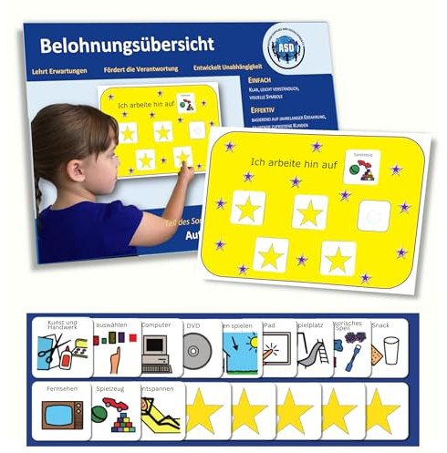 Behlohnungstafel Kinder Autismus/ADHS Hilfsmittel – 17 Verhaltenskarten – Robust Hochwertige Visuelle – Manage Herausforderndem Verhalten Kindergarten