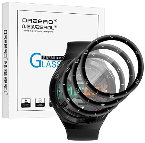 NEWZEROL 3 Pièce Compatible pour Huawei Watch GT 2e Protecteur d'écran [Couverture de Bord] sans Bulles Film de Bord en Fibre de Carbone 3D Protecteur Anti-Rayures Haute Résolution - Transparent