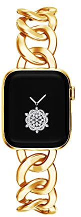 KAGOWEAR 46/45/44/42mm Gold Women Smartwatch Bands for Apple Watch Straps Series SE 3/11/10/9/8/7/SE/6/5/4, Cool Chain Men Replacement Watch Strap for Iwatch SE 3/11/10/9/8/7