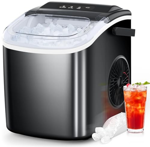 COWSAR Portable Ice Maker - Countertop, Self-Cleaning, 26.5 lbs/24Hrs, 9 Ice Cubes in 6 Mins, Ideal for Home, Kitchen, Bar, Camping