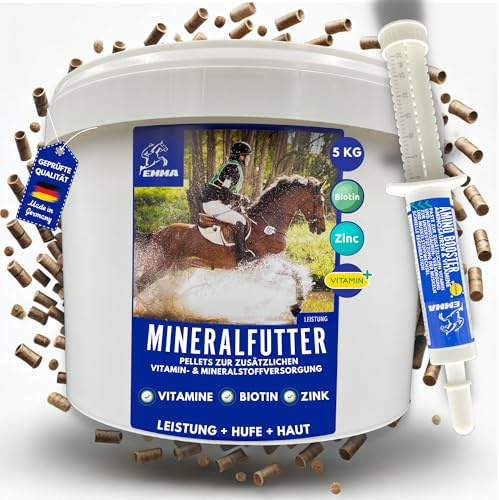 EMMA Mangime minerale per cavalli con biotina, zinco, iodio, selenio, magnesio, lievito di birra, cavallo, vitamina E D A C K B12 I B, vitamine, mangime minerale, cavallo, mangime per cavalli, pelle