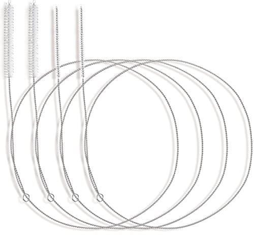 Prasacco 4 Stück Schlauchbürste, Reinigungsbürste Edelstahl 1 m Flaschenbürste Extra Lange Bürste Schlauchbürste Reinigungsbürste Rohrbürste für Strohhalmrohr, Schlauch, Flaschen, Kühlschrankablauf