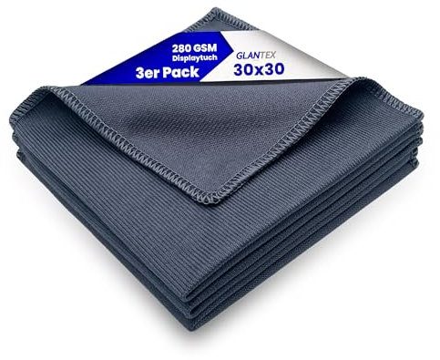 GLANTEX Juego de 3 paños de microfibra para gafas, 30 x 30 cm, calidad óptica, paños de limpieza para limpieza de gafas, pantalla y cámara
