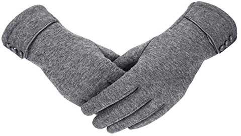 QWUVEDS Touchscreen-Handschuhe für Damen, Winter, warm, thermisch, weich gefüttert, dick, SMS-Handschuhe, winddichte Fahrhandschuhe für Damen Lange Handschuhe Damen Stoff (Grey, A)