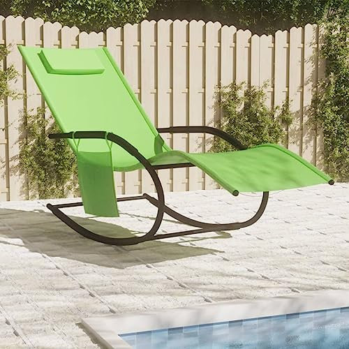YUHI-HQYD Schaukelliege,Liegestühle für den Garten,Liegestühle, Gartenmöbel,Relaxliege,Terrassen-Freizeitstuhl,Freizeitstuhl für draußen,für Garten, Strand, Freizeit, Grün Stahl und Textilene