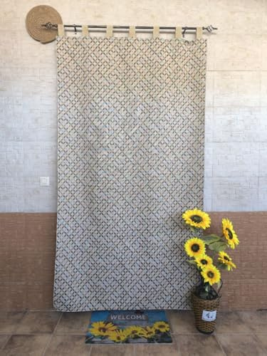 Mercatienda Cortinas Puerta Exterior Calle de Travilla - Auténtica Alpujarra Jacquard -140x260cm - Máxima Resistencia y confeccionada en España.- Mosaico en (Marrón)