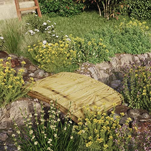 Cizuho Ponte da Giardino 110x74 cm in Massello di Pino Impregnato,Ponte Ponticello da Giardino in Legno per Laghetto con Passerella ad Arco,Impermeabile per Esterni