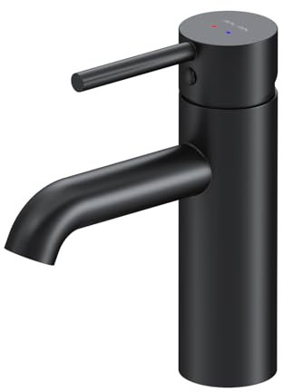 AM.PM Spike Wasserhahn Bad Schwarz, Waschtischarmatur, Badarmatur aus Messing, Einhebelmischer Waschbecken, Mischbatterie für Badezimmer