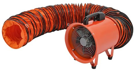 ARBGO Ventilador de construcción, extractor de polvo, velocidad 3300 rpm, para aspiración, con tubo de canal de 10 m, para fábricas, sótanos