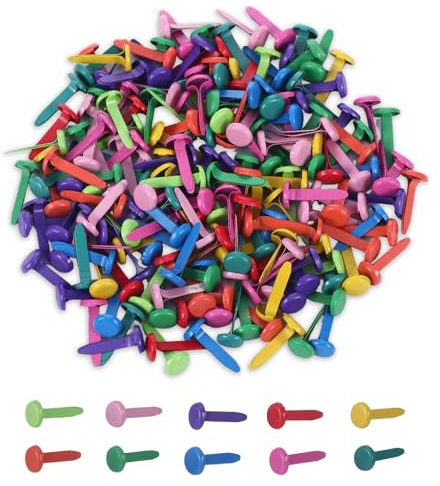 Yylaiire 200 Stück Mini Bunte Brads Musterbeutelklammern Rundkopfklammern Musterklammern Metall Rundkopfklammern Scrapbooking Brads Musterklammern Für Schule Büro