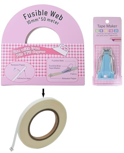 Schrägband und schmelzbares Schrägbandformer Set, 0,5 m lang, schmelzbarer Klebstoff zum Dekorieren von Quilts, Nähen, Schneidern