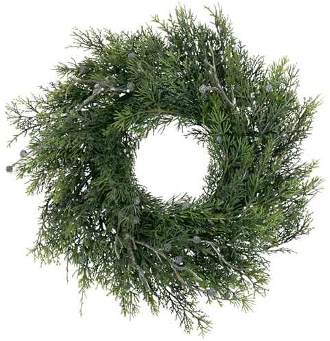 SHACOS Corona de Navidad para Puerta Artificial 40cm Corona de Adviento Invierno Decoración Navideña Colgante Adorno de Navidad para Hogar Puerta Ventana Pared