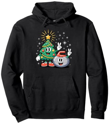 Noël Arbre Pierre De Curling X-Mas Curler Sweat à Capuche