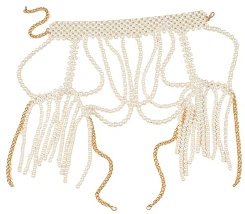 Collane per spalle con catena per il corpo con perle Reggiseno con perle simulate Scialle Catena Catene per braccia con perline Gioielli per il corpo Accessori per feste di nozze per le donne, B